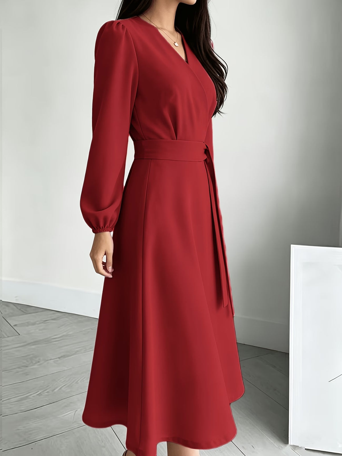 Women’s Breathable V-Neck A-Line Summer Midi Dress