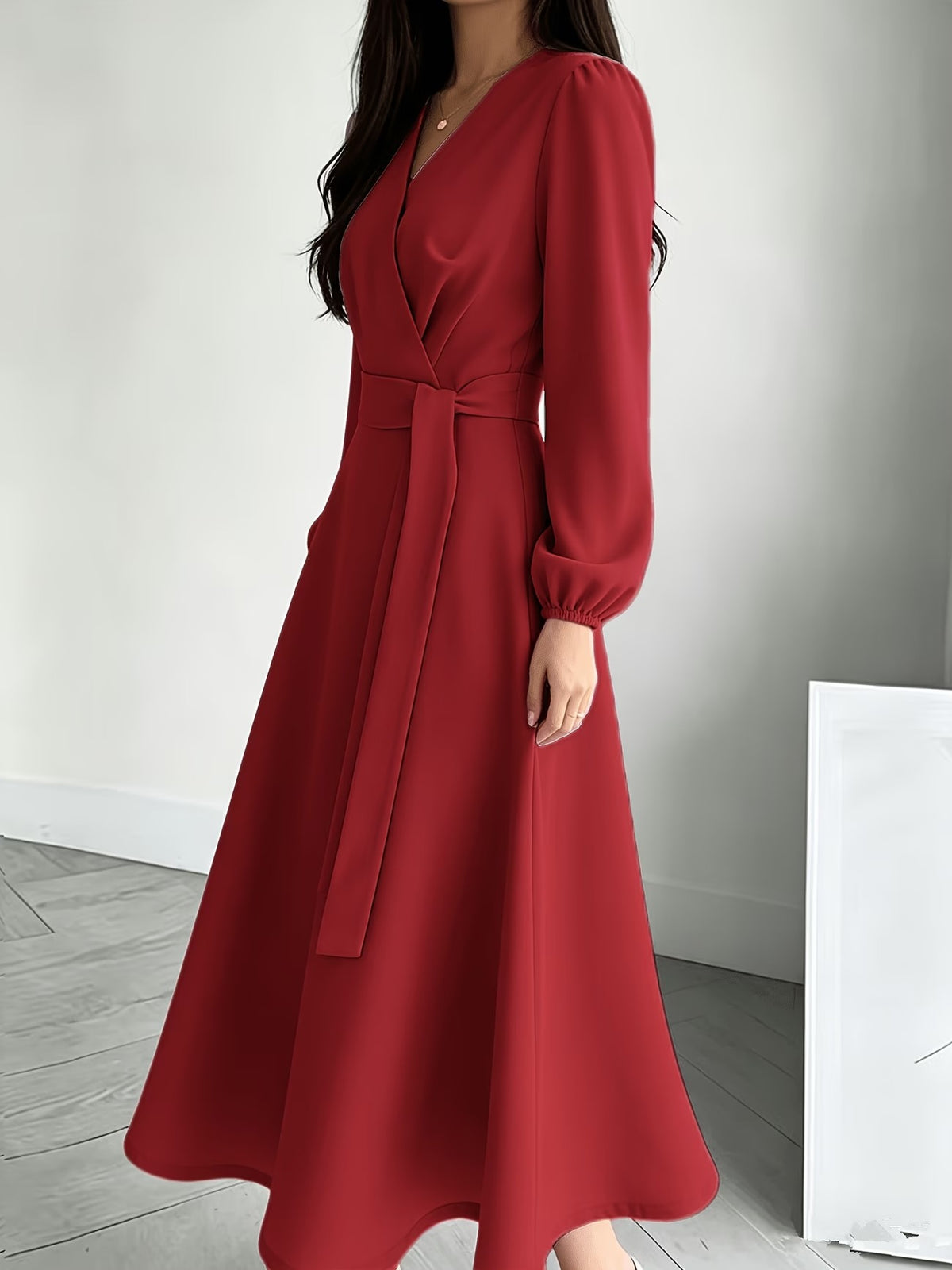 Women’s Breathable V-Neck A-Line Summer Midi Dress