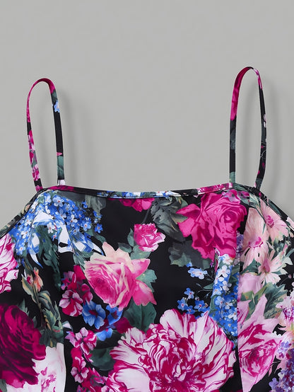 Plus Size Women’s Lightweight Chiffon Cardigan & Floral Midi Dress 2-Piece Set