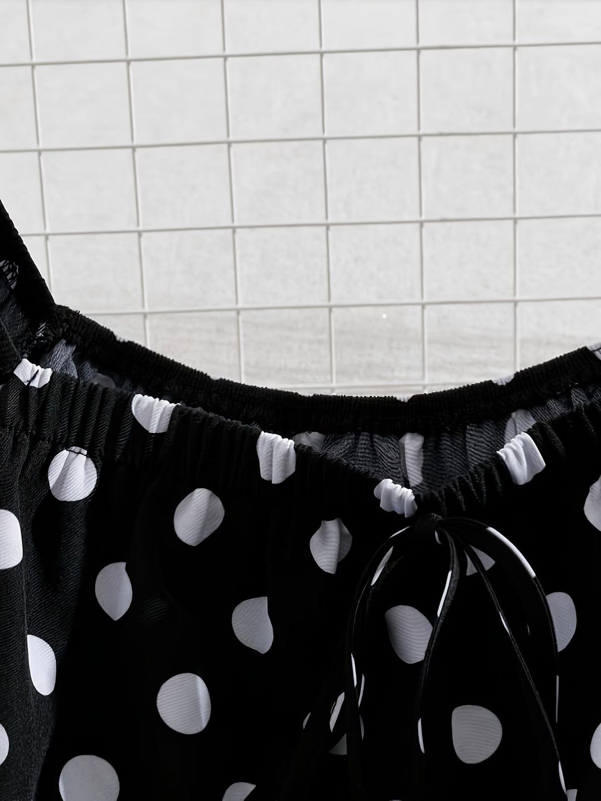 Plus Size Women’s French-Inspired Polka Dot Blouse & Elastic Waist Pants Set