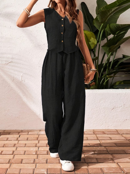 Women’s Elegant Sleeveless Tank Top & Straight-Leg Pants Co-Ord Set