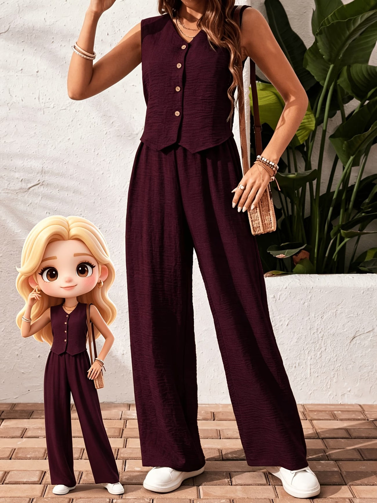 Women’s Elegant Sleeveless Tank Top & Straight-Leg Pants Co-Ord Set