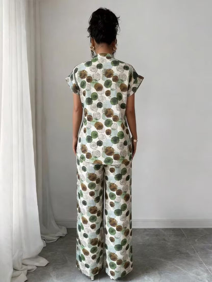 Women’s Stylish Printed Top & Relaxed Pants 2-Piece Set
