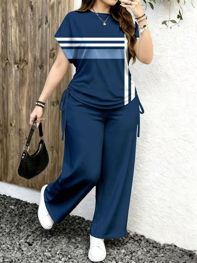 Women’s Playful Print Short Sleeve Top & Wide-Leg Pants Set