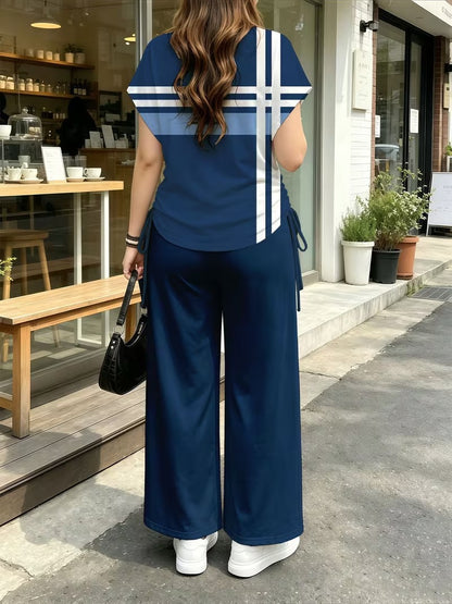 Women’s Playful Print Short Sleeve Top & Wide-Leg Pants Set