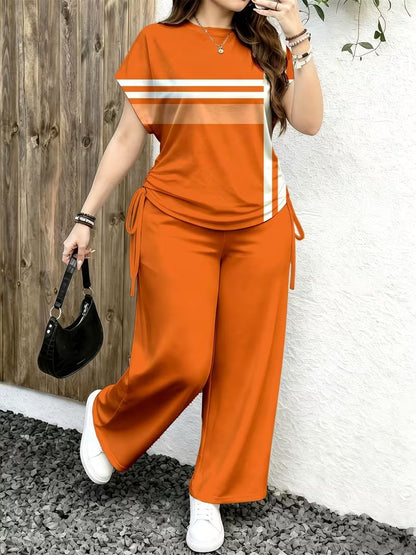 Women’s Playful Print Short Sleeve Top & Wide-Leg Pants Set