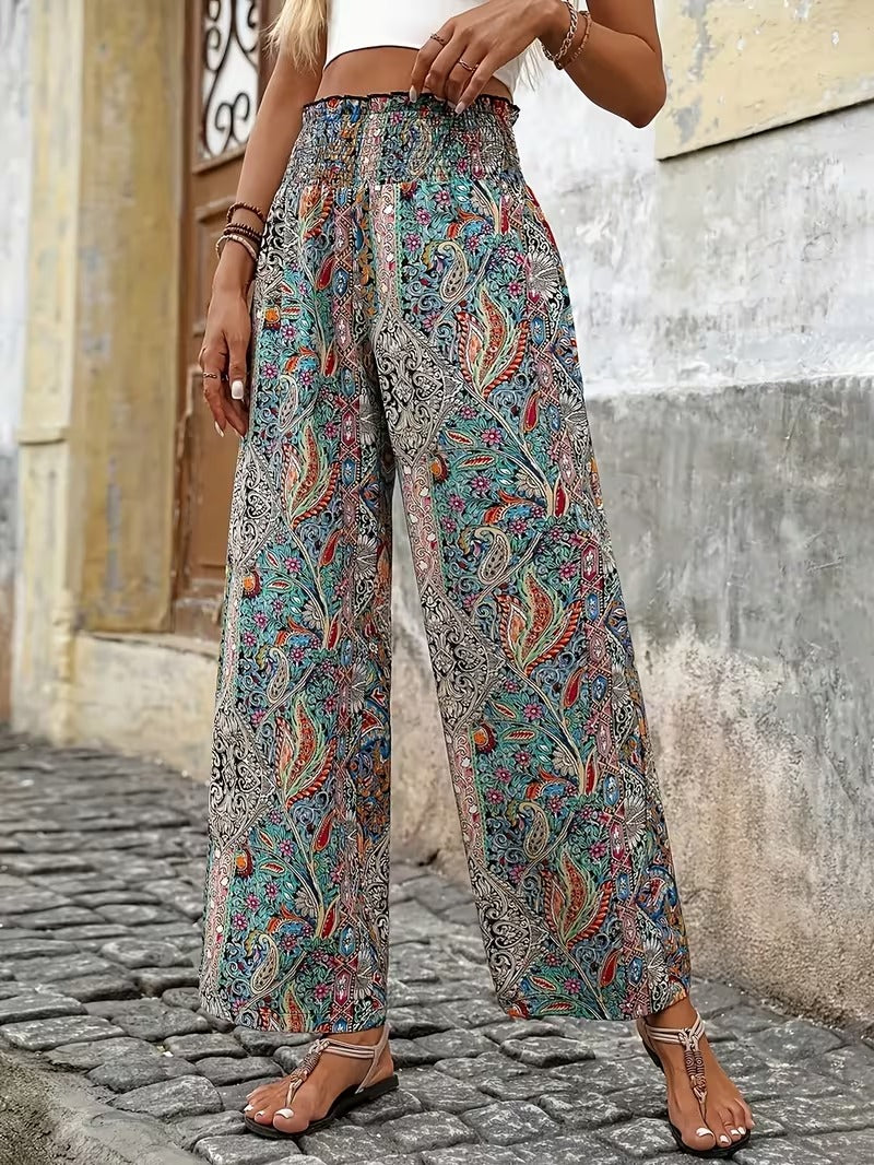 Women’s Paisley Casual Top & Drawstring Waist Pants Set