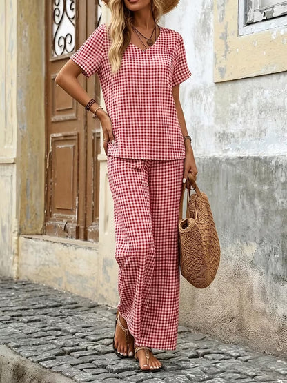 Women’s Paisley Casual Top & Drawstring Waist Pants Set