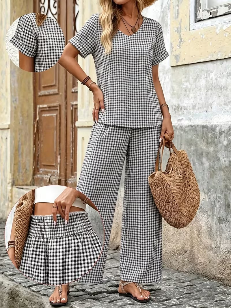 Women’s Paisley Casual Top & Drawstring Waist Pants Set