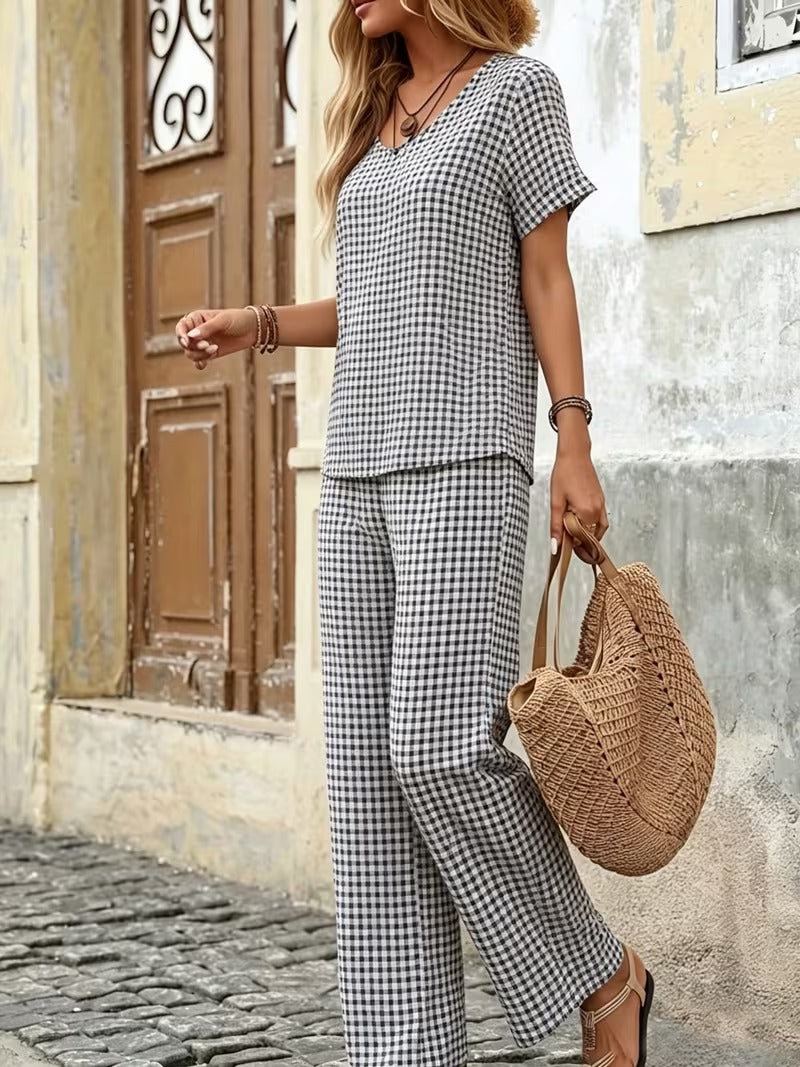 Women’s Paisley Casual Top & Drawstring Waist Pants Set