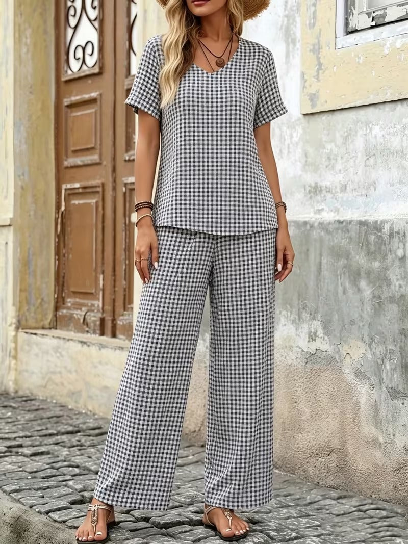 Women’s Paisley Casual Top & Drawstring Waist Pants Set