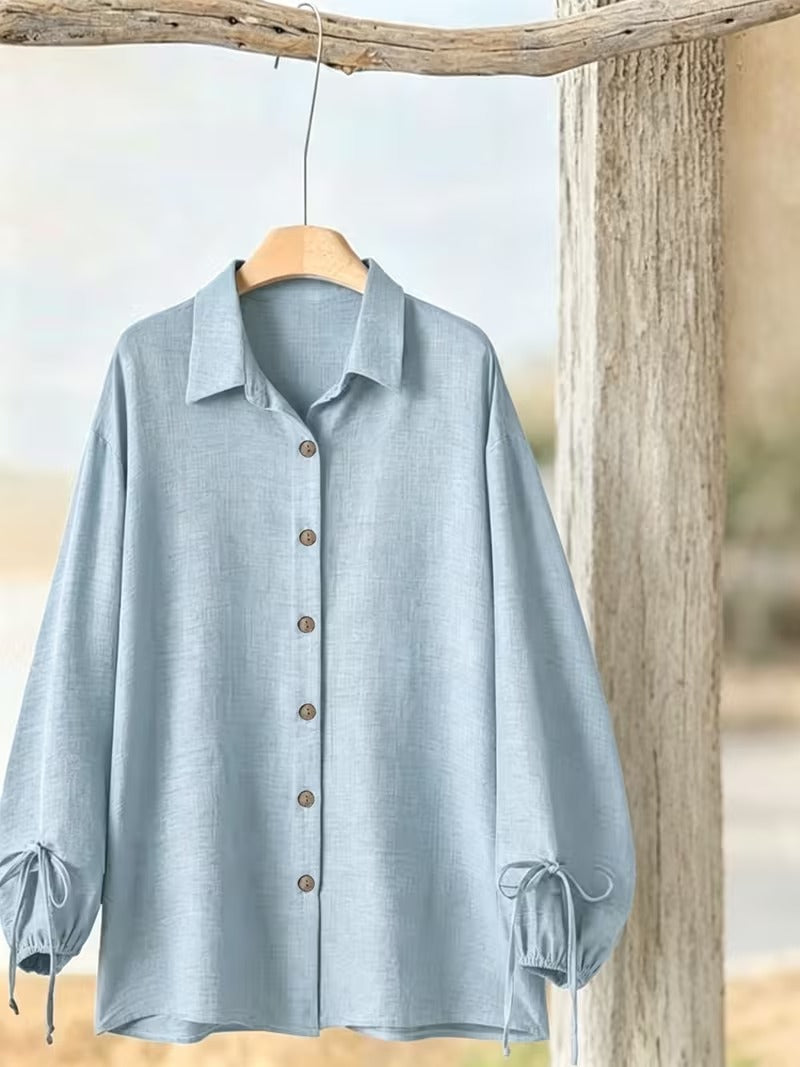 Women’s Long Sleeve Button Shirt & Wide-Leg Pants Set