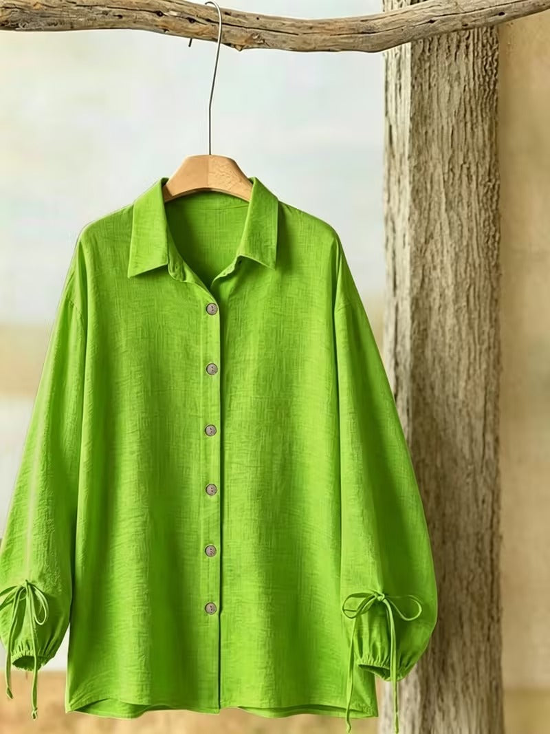 Women’s Long Sleeve Button Shirt & Wide-Leg Pants Set