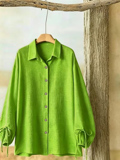 Women’s Long Sleeve Button Shirt & Wide-Leg Pants Set