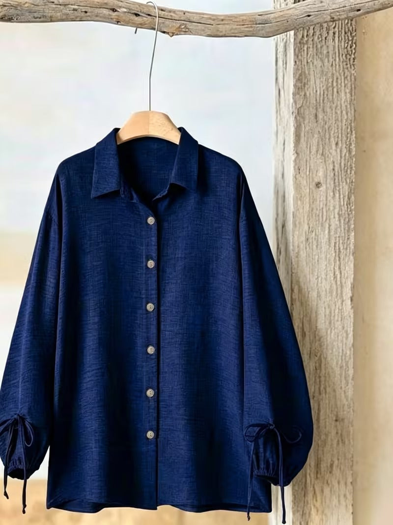 Women’s Long Sleeve Button Shirt & Wide-Leg Pants Set