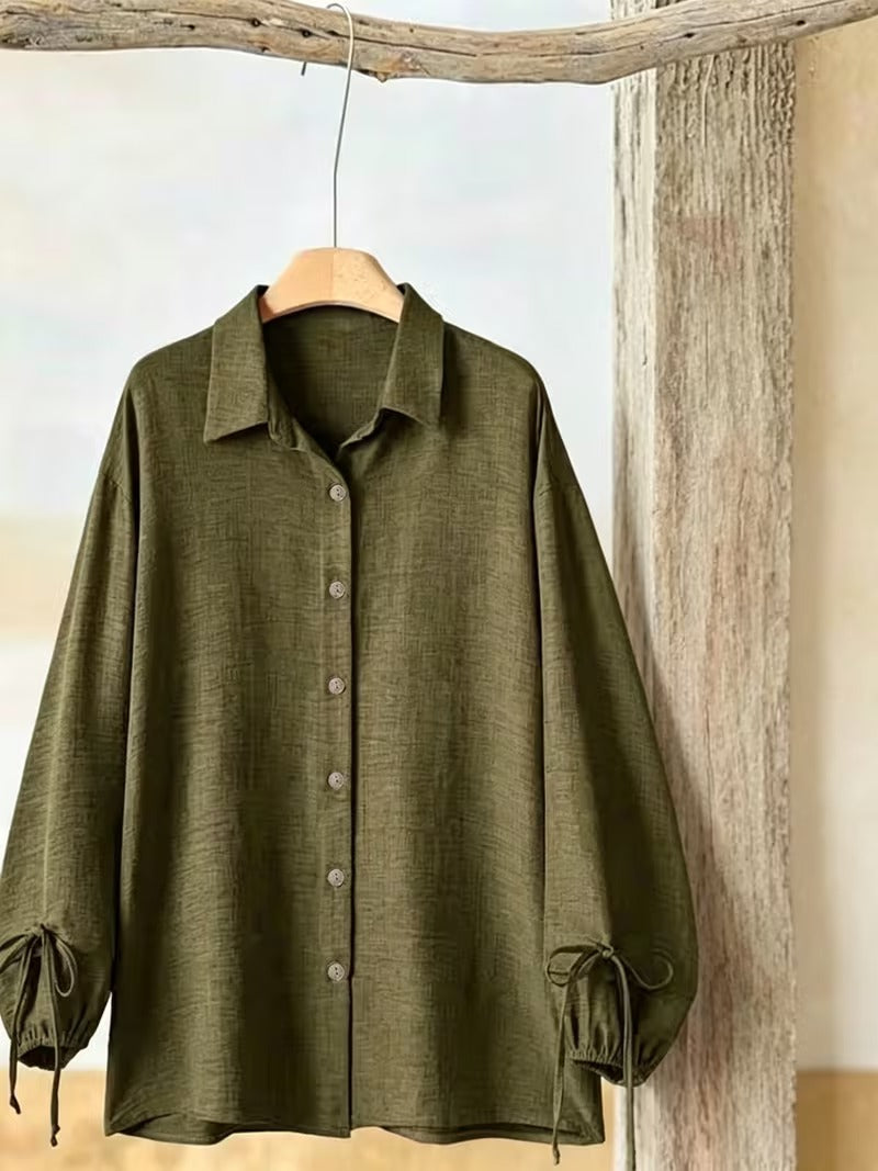 Women’s Long Sleeve Button Shirt & Wide-Leg Pants Set