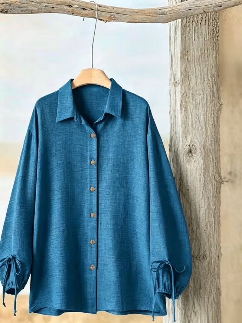 Women’s Long Sleeve Button Shirt & Wide-Leg Pants Set