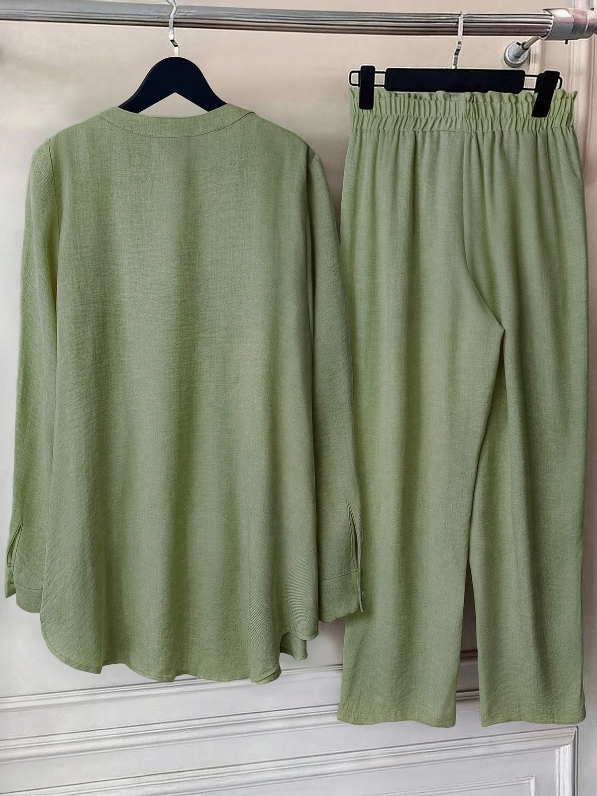 Plus Size Women’s Lace Detail Shirt & Loose Pants Co-Ord