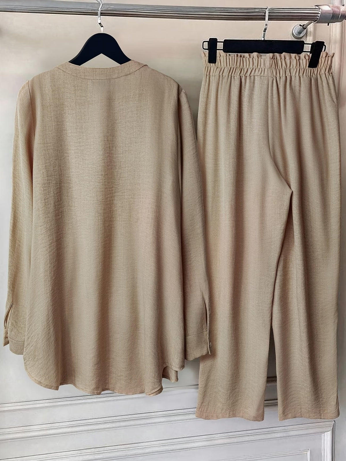 Plus Size Women’s Lace Detail Shirt & Loose Pants Co-Ord