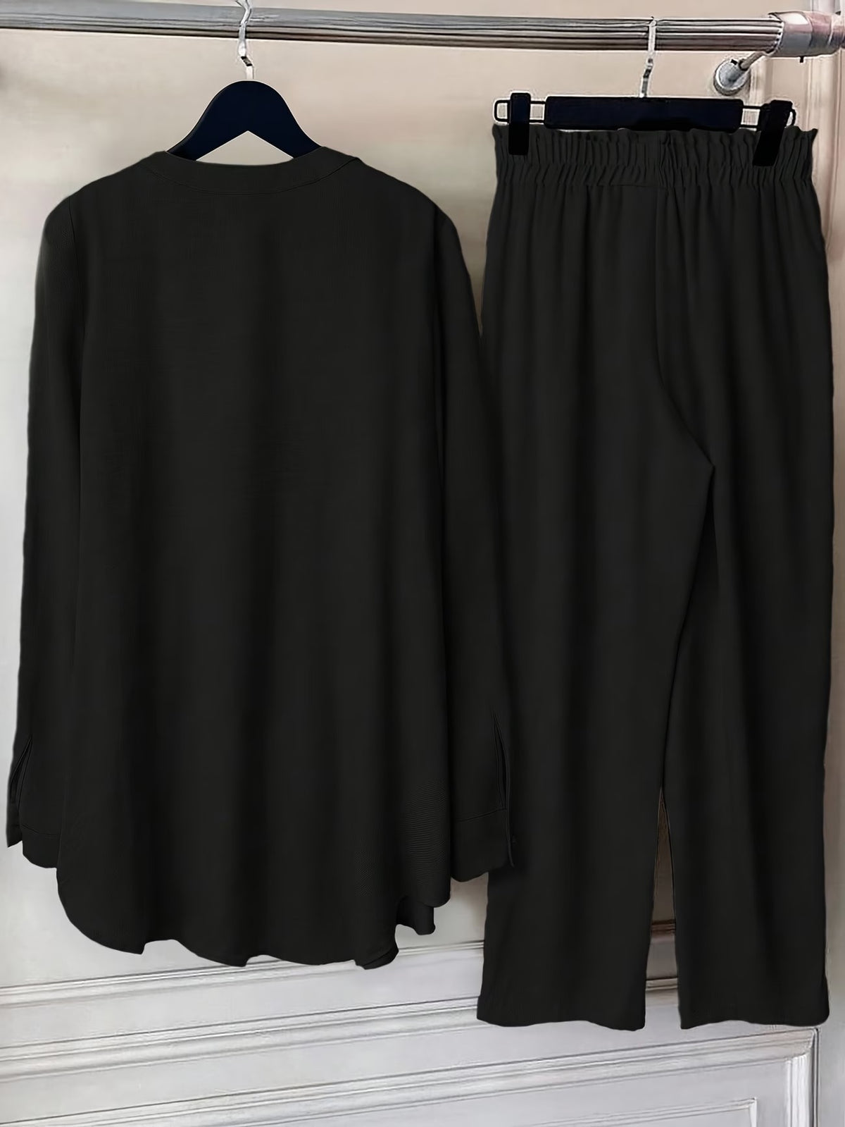 Plus Size Women’s Lace Detail Shirt & Loose Pants Co-Ord