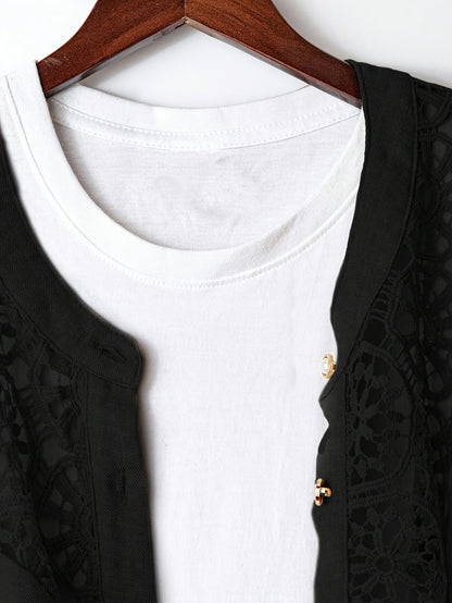 Plus Size Women’s Lace Detail Shirt & Loose Pants Co-Ord