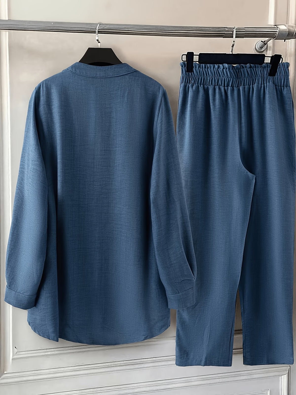 Plus Size Women’s Lace Detail Shirt & Loose Pants Co-Ord