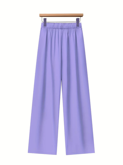 Women’s Lapel Blouse & Loose-Fit Pants 2-Piece Set