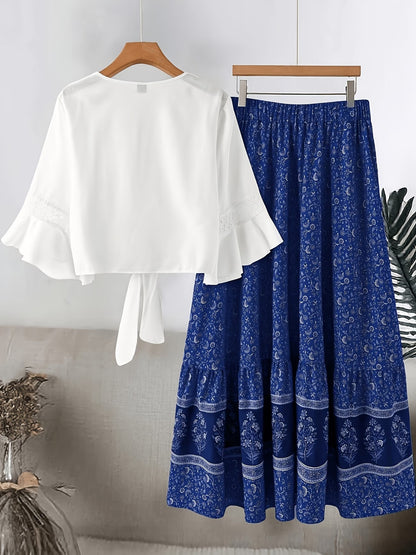 Plus Size Women’s Lace Trim 2-Piece Set