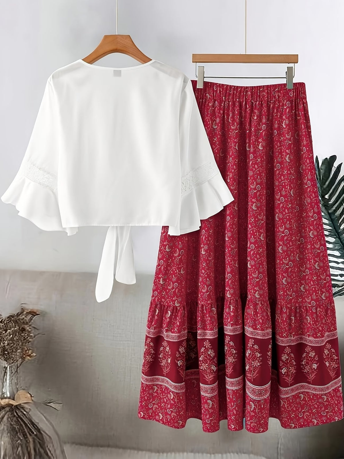 Plus Size Women’s Lace Trim 2-Piece Set