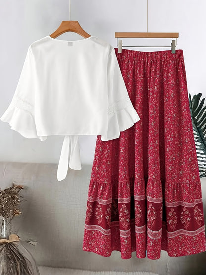 Plus Size Women’s Lace Trim 2-Piece Set