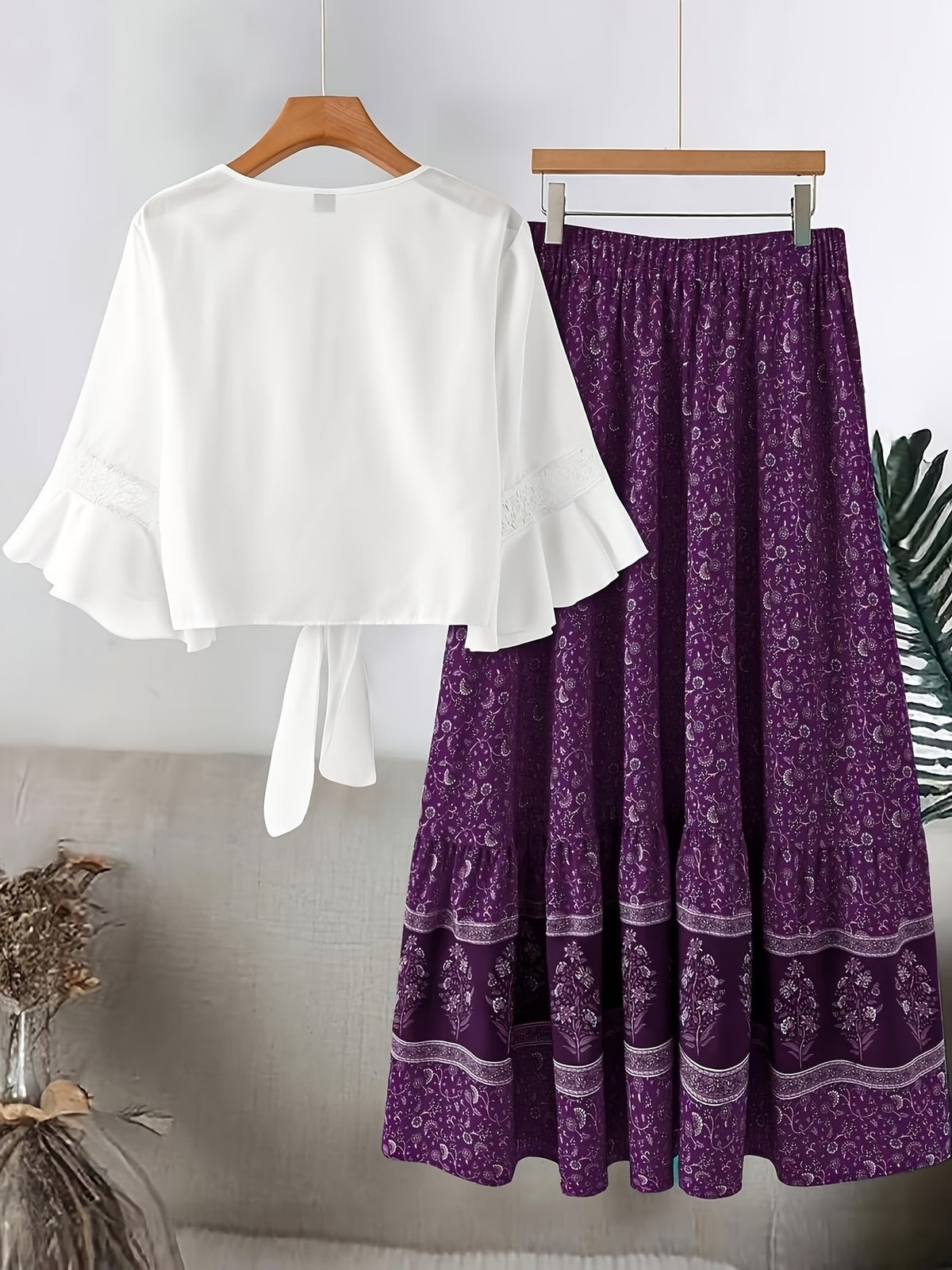 Plus Size Women’s Lace Trim 2-Piece Set