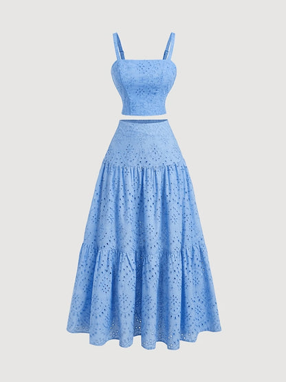 Women’s Boho Embroidered Maxi Dress with Layered Ruffle Hem