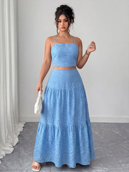 Women’s Boho Embroidered Maxi Dress with Layered Ruffle Hem