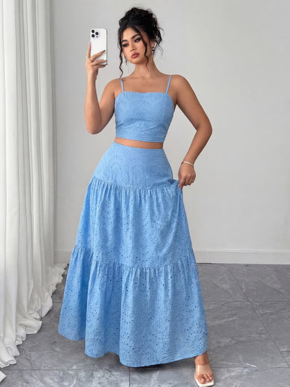 Women’s Boho Embroidered Maxi Dress with Layered Ruffle Hem