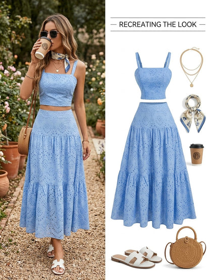 Women’s Boho Embroidered Maxi Dress with Layered Ruffle Hem