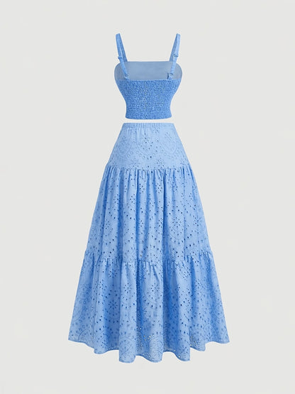 Women’s Boho Embroidered Maxi Dress with Layered Ruffle Hem