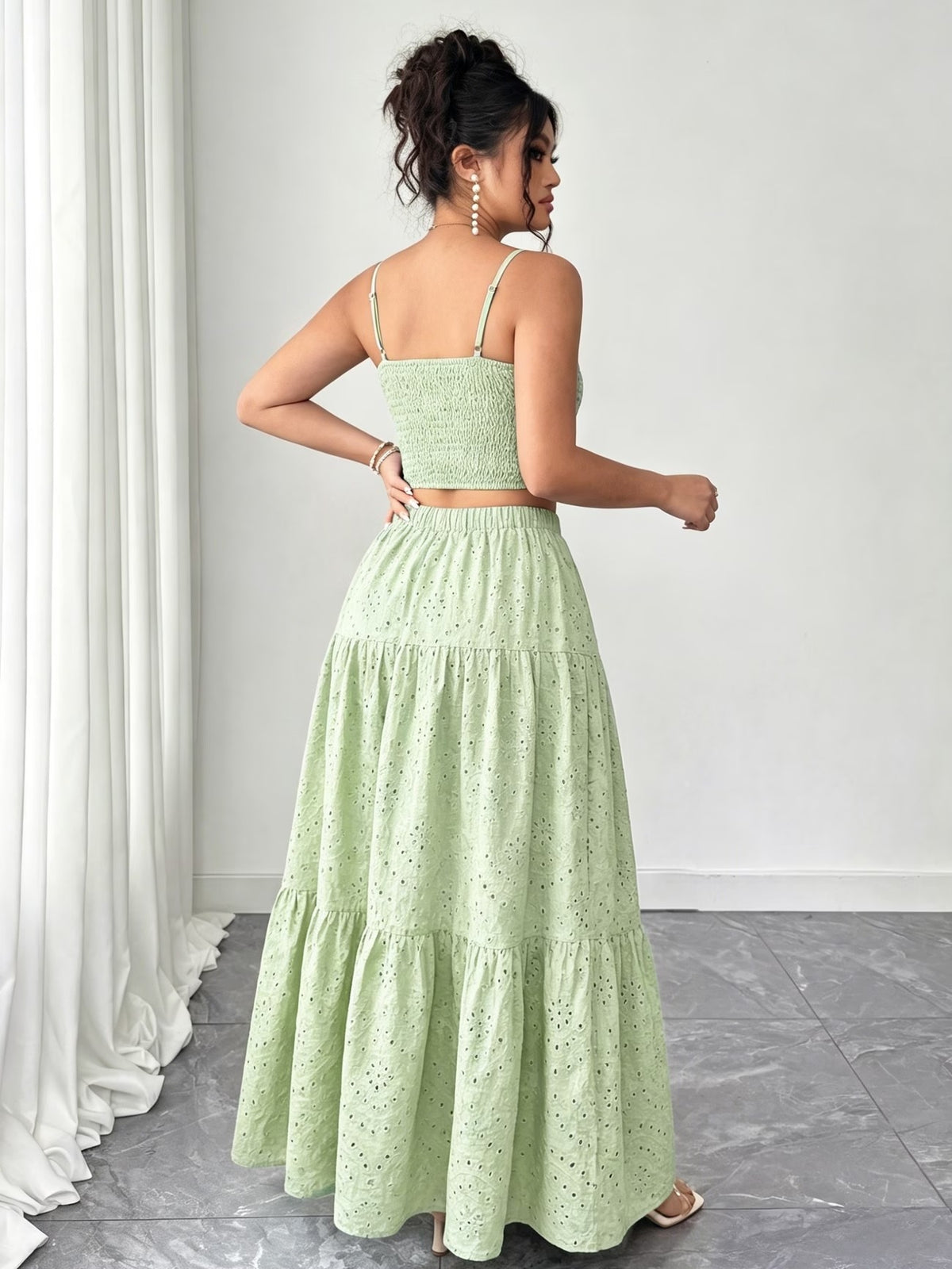 Women’s Boho Embroidered Maxi Dress with Layered Ruffle Hem