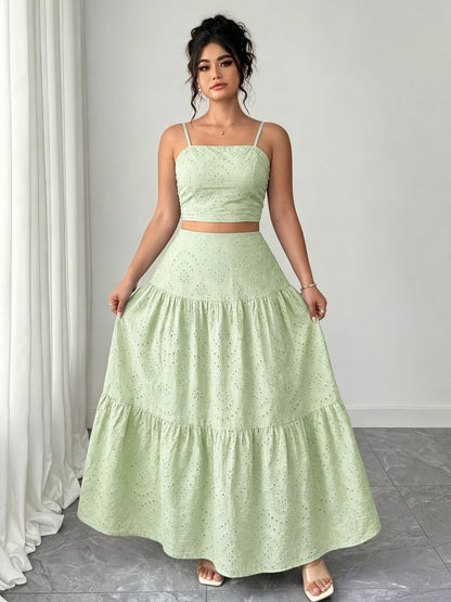 Women’s Boho Embroidered Maxi Dress with Layered Ruffle Hem