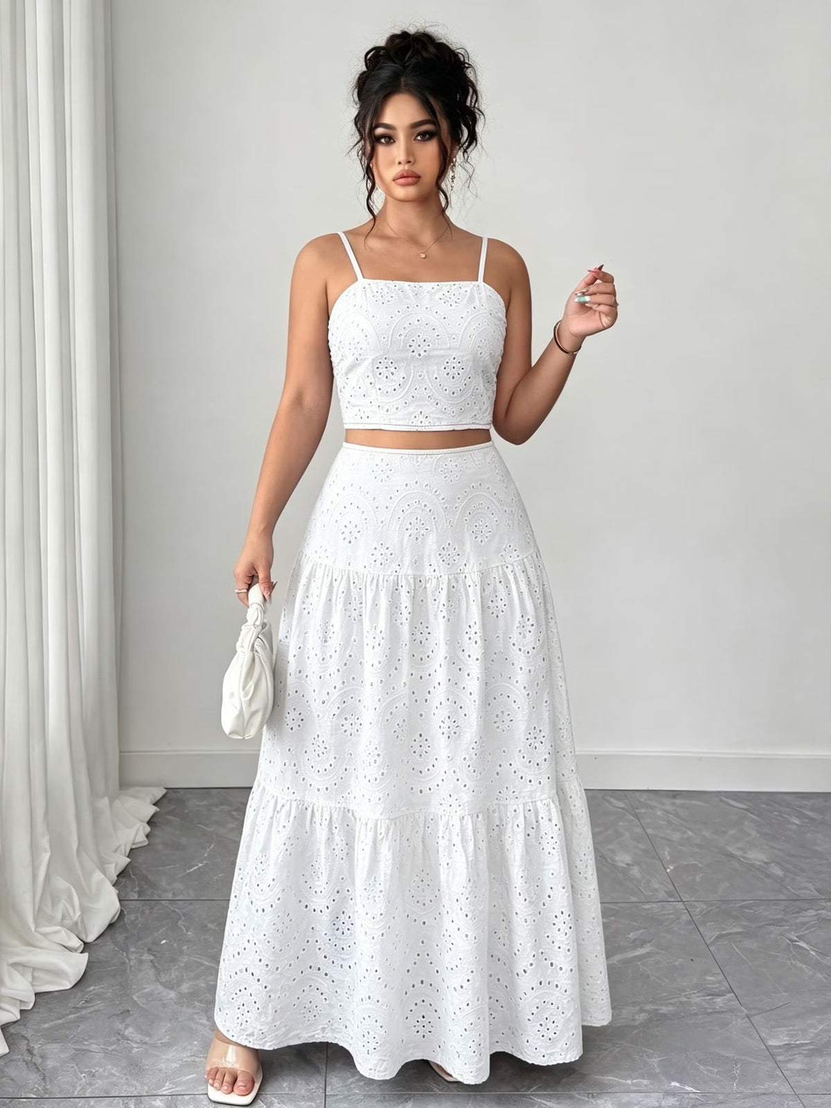 Women’s Boho Embroidered Maxi Dress with Layered Ruffle Hem