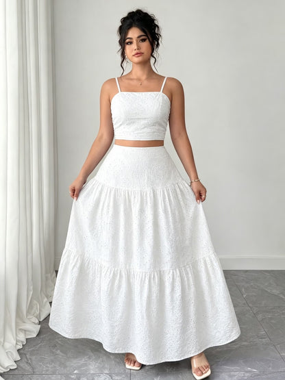 Women’s Boho Embroidered Maxi Dress with Layered Ruffle Hem