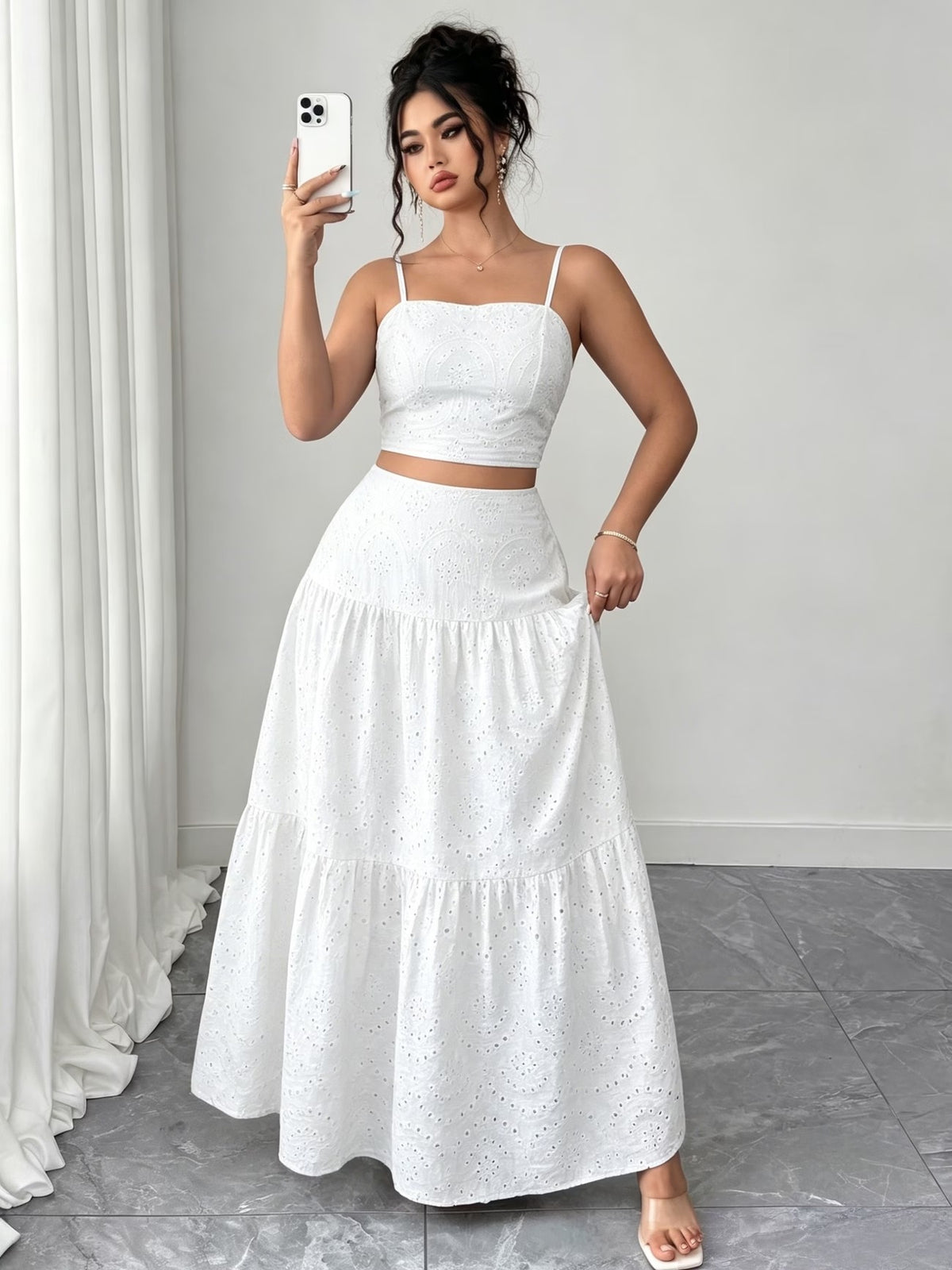 Women’s Boho Embroidered Maxi Dress with Layered Ruffle Hem