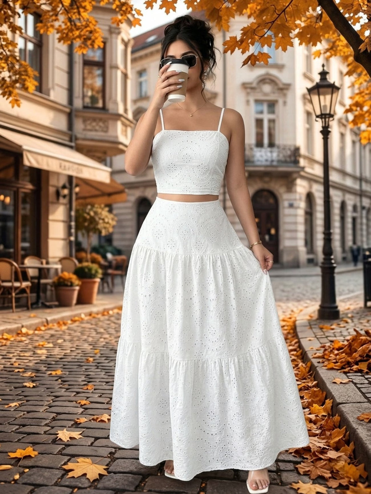 Women’s Boho Embroidered Maxi Dress with Layered Ruffle Hem