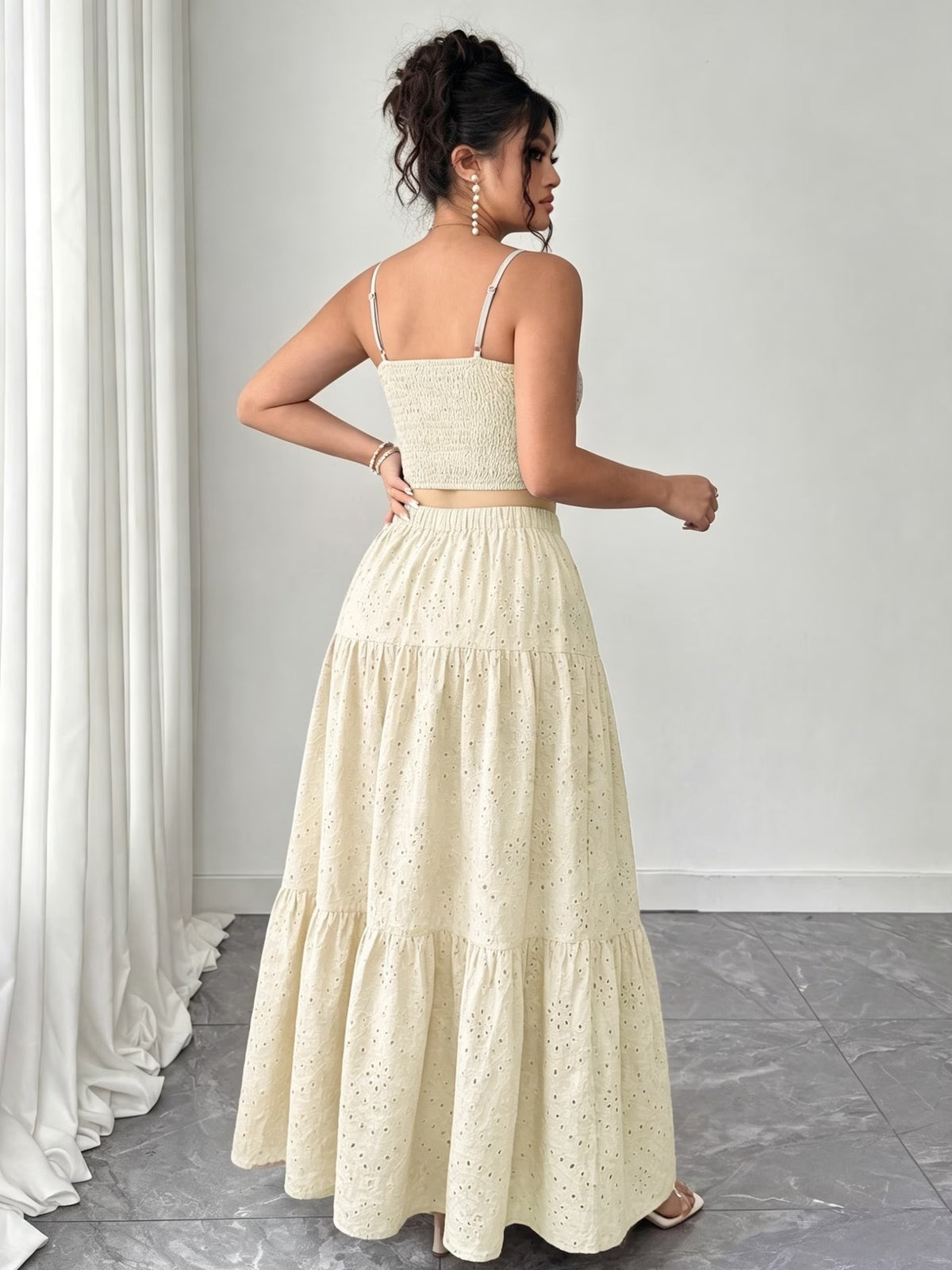 Women’s Boho Embroidered Maxi Dress with Layered Ruffle Hem