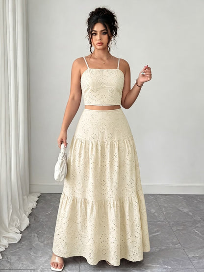 Women’s Boho Embroidered Maxi Dress with Layered Ruffle Hem