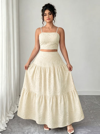 Women’s Boho Embroidered Maxi Dress with Layered Ruffle Hem