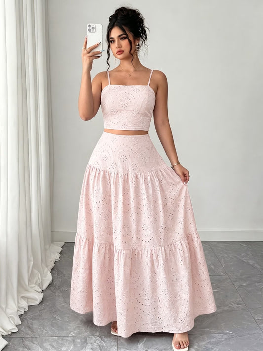 Women’s Boho Embroidered Maxi Dress with Layered Ruffle Hem