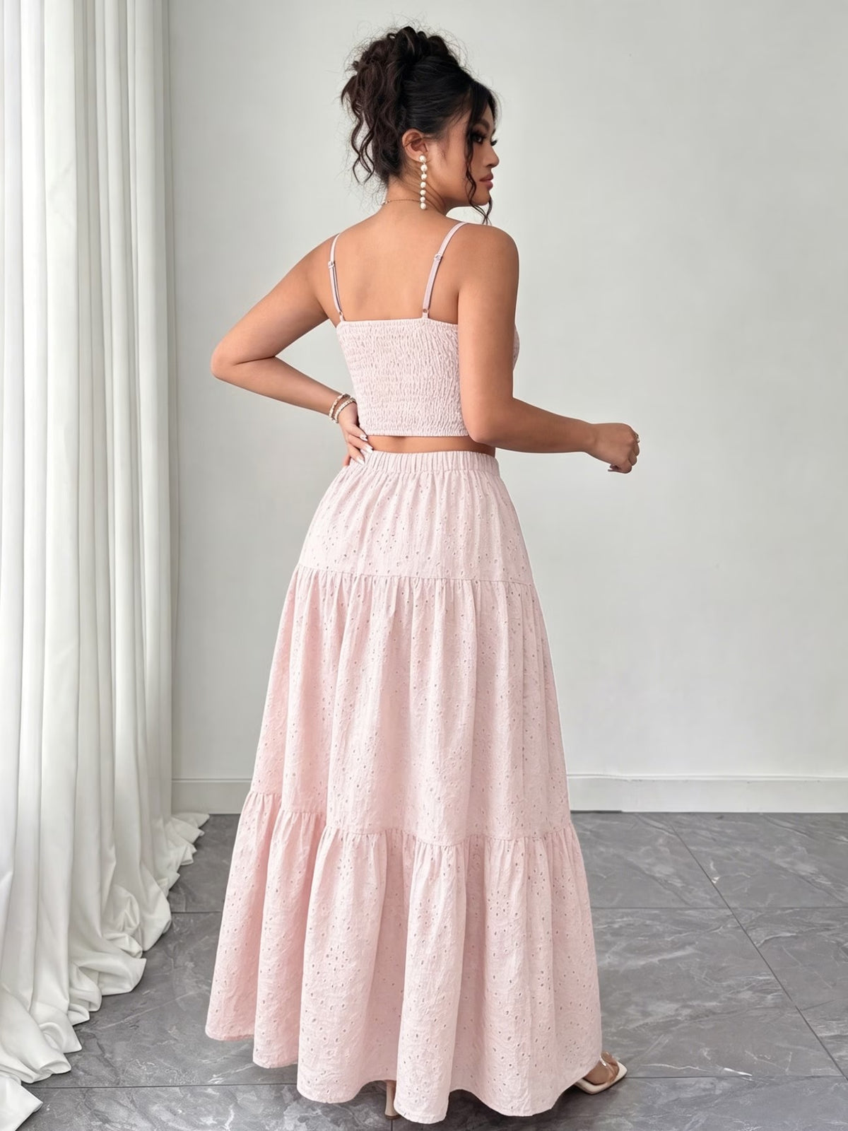 Women’s Boho Embroidered Maxi Dress with Layered Ruffle Hem