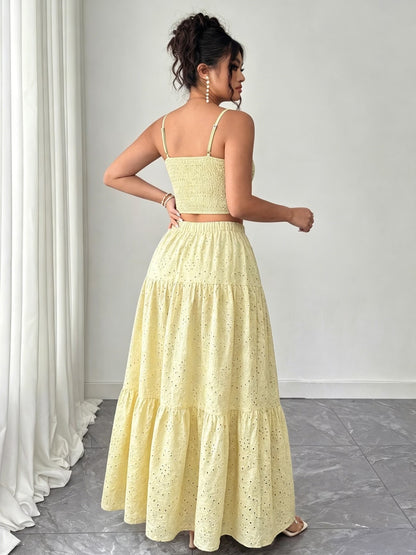 Women’s Boho Embroidered Maxi Dress with Layered Ruffle Hem