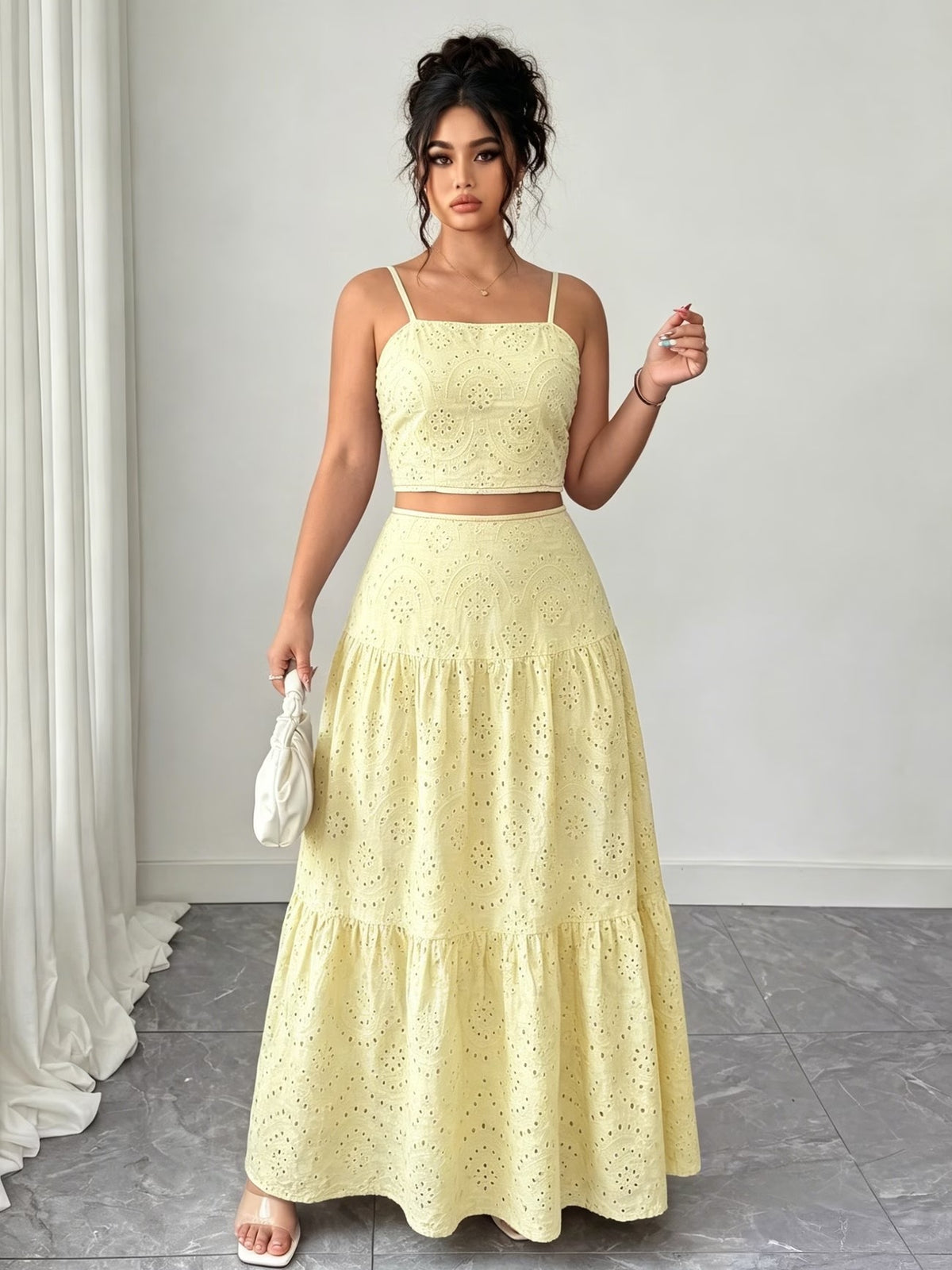 Women’s Boho Embroidered Maxi Dress with Layered Ruffle Hem