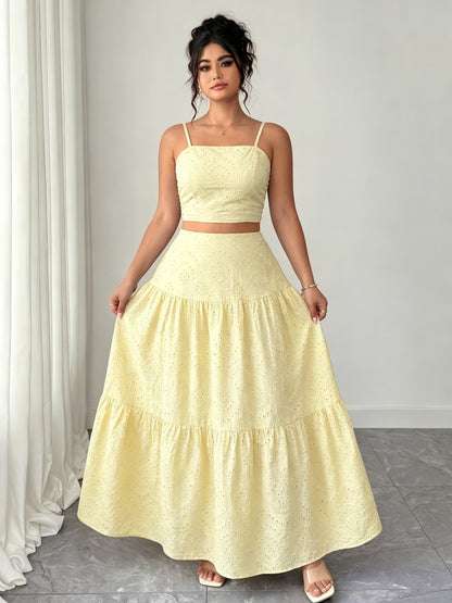 Women’s Boho Embroidered Maxi Dress with Layered Ruffle Hem